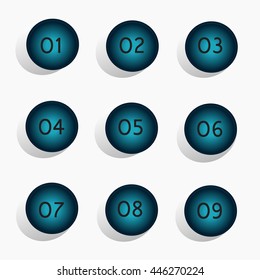 Numbers vector button design neon color