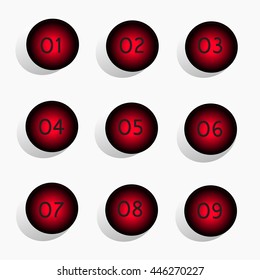 Numbers vector button design neon color
