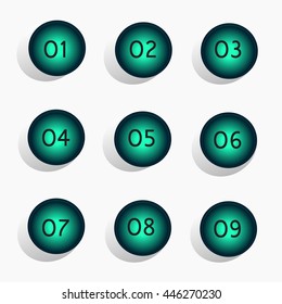 Numbers vector button design neon color