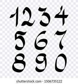 numbers vector collection, 1,2,3,4,5,6,7,8,9,0, hand drawn line vector icons, symbol on tranparent background