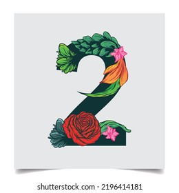 Numbers Vector Colorful Flower Font Stock illustration art 