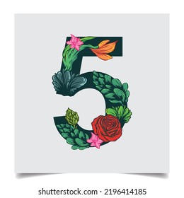 Numbers Vector Colorful Flower Font Stock illustration art 
