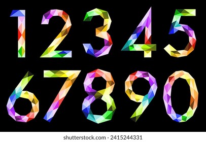Numbers of vector creative colored geometric shape. Bright numbers. EPS 10