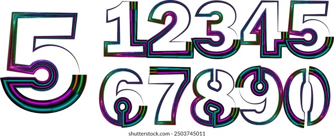 numbers, vector number Custom typeface numerals made with abstract geometric shapes