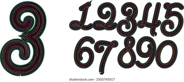 numbers, vector number Custom typeface numerals made with abstract geometric shapes