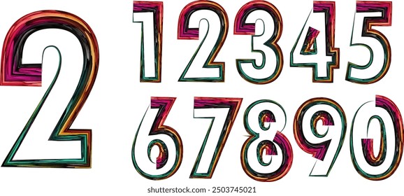 numbers, vector number Custom typeface numerals made with abstract geometric shapes