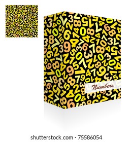 Numbers. Vector packaging box. Abstract illustration.