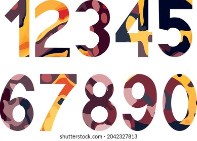 Numbers vector set. A set of numbers from zero to nine and percent sign. Creative bright design.
