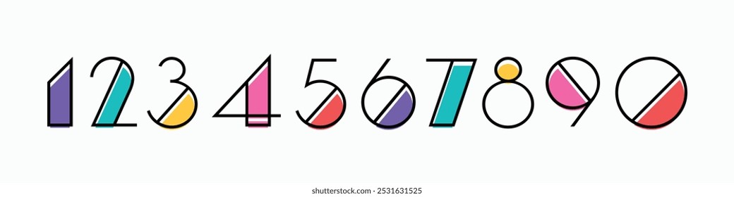 Numbers vetor simples geometria formas numerais. fonte alfabeto vetorial ilustrações.