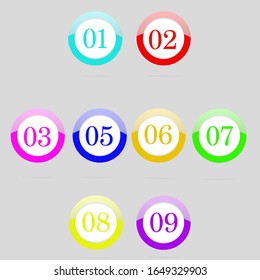 Numbers Web Buttons ,vector Format