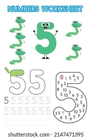Numbers worksheet for preschoolers. Number tracking activity. Numbers learning exercises.