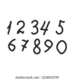 Numbers written with a brush. Hand drawn 