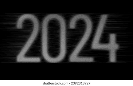 Numbers of the year 2024 in retro plotter style, vector halftone style 2024, gradient banner background texture Colorful digital grain soft noise effect Nostalgia, vintage, retro style of eighties