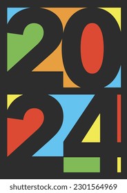 The numbers of the year 2024 are seen in a graphic design illustration that is colorful in a stained glass design vector.