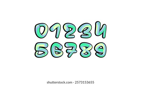 Numbers, for your logo design, 0, 1, 2, 3, 4, 5, 6, 7, 8, 9 made graffiti style, vector illustration 10EPS.