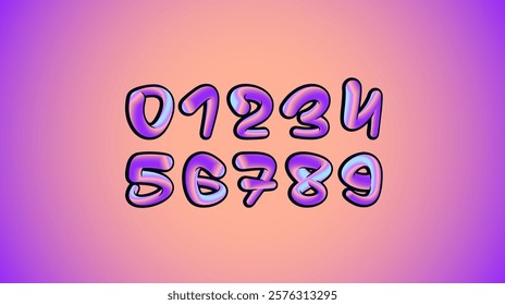 Numbers, for your logo design, 0, 1, 2, 3, 4, 5, 6, 7, 8, 9 made graffiti style, vector illustration 10EPS.