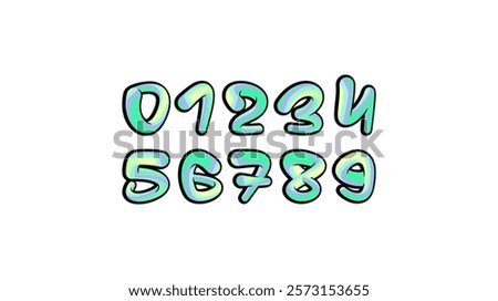 Numbers, for your logo design, 0, 1, 2, 3, 4, 5, 6, 7, 8, 9 made graffiti style, vector illustration 10EPS.