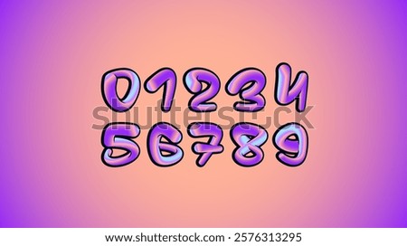 Numbers, for your logo design, 0, 1, 2, 3, 4, 5, 6, 7, 8, 9 made graffiti style, vector illustration 10EPS.