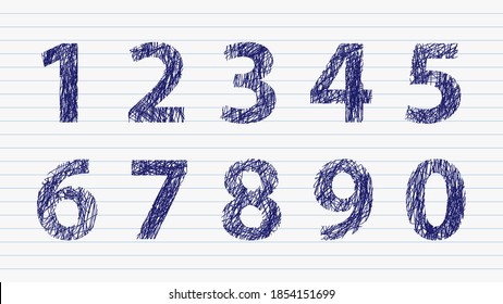 Numbers from zero to 9 in 
unique style vector design