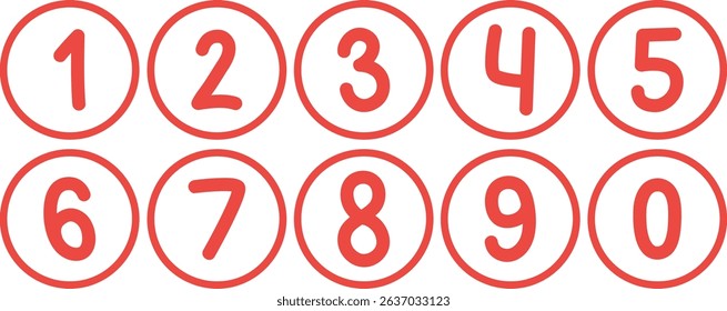 Numbers from zero to nine. Bullet point number icon collection.