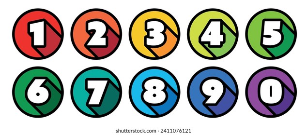 Numbers from zero to nine with stained glass effect