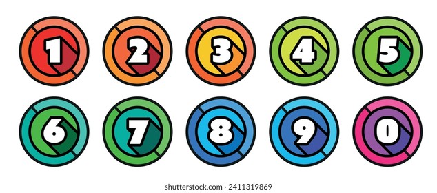 Numbers from zero to nine with stained glass effect