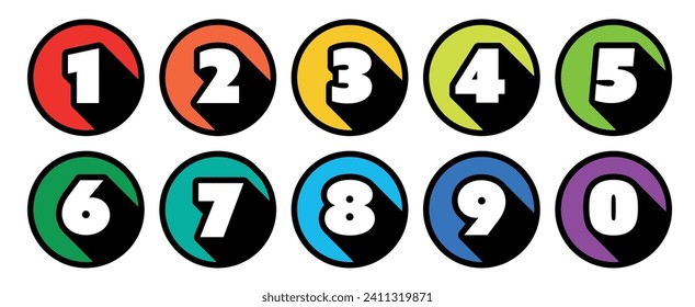 Numbers from zero to nine with stained glass effect