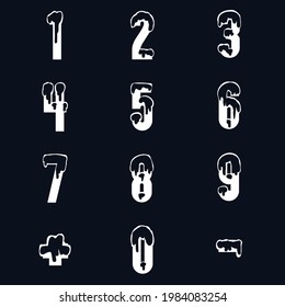 Numbers From Zero to Nine, Vector Illustration Set
