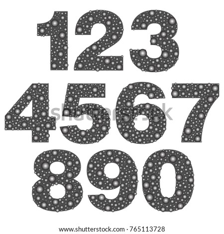 Numbers from zero and one to nine, stars shape. Dark gray bubbles. Vector illustration isolated on white background Stock fotó © 