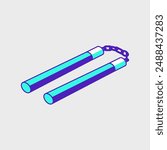 Numchucks isometric vector icon illustration