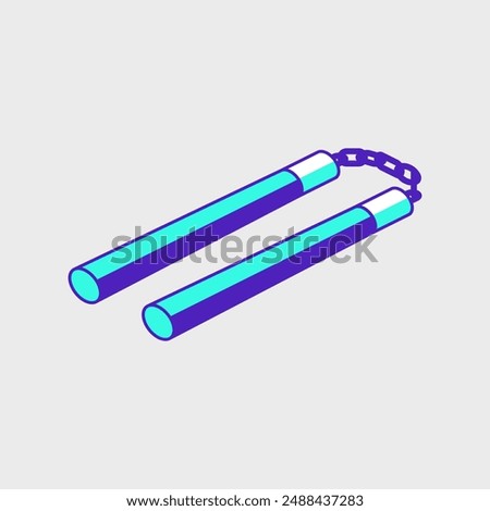 Numchucks isometric vector icon illustration