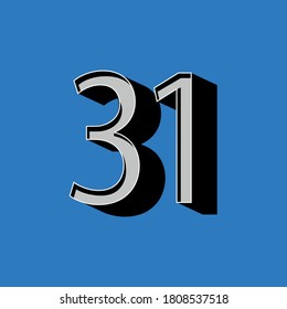 Numeral 31 on blue background