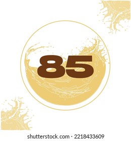 Numeral 48 with orange liquid background dripping in a circular shape in the background - juice, drink and beer
