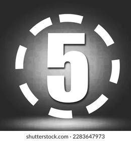 numeral 5 azul con disfraz alrededor de la cuenta regresiva número cinco más fondo azul trazo y número azul