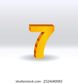 Numeral 7 - balão dourado. número 7 isolado no fundo branco. estilo dourado. Ilustração de vetor de estilo 3D.