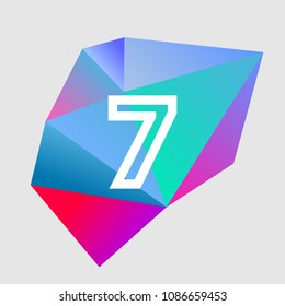 Numeral 7 on triangle abstract background. Vector illustration.