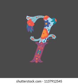 Numeral "7" for very decocative alphabet for Day ot the Dead in Mexica, for piraten party or Halloween. It сonsists of a bone decorated with flowers situated on the dark backgroud