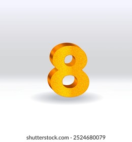 Numeral 8 - Globo de oro. número 8 aislado sobre fondo blanco. estilo oro. Ilustración vectorial de estilo 3D