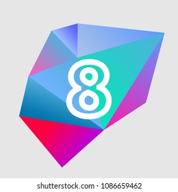 Numeral 8 on triangle abstract background. Vector illustration.
