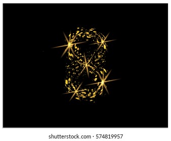 Numeral 8, which is created from small elements with gradients. It symbolizes holiday International Women's Day (8 March). Scalable image vector illustration, which you can use to screen