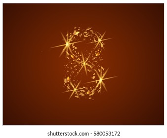 Numeral 8, which is created from small elements with gradients. It symbolizes holiday International Women's Day (8 March). Scalable image vector illustration, which you can use to screen