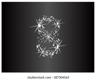 Numeral 8, which is created from small elements with gradients. It symbolizes holiday International Women's Day (8 March). Scalable image vector illustration, which you can use to screen