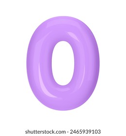 Numeral 9 - Violet Plastic Balloon Number zero Isolated on White Background. 3D Style Vector Illustration