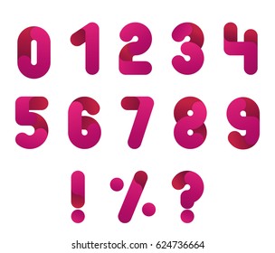 Numeral alphabeth. Pink Number set. Isolated vector.