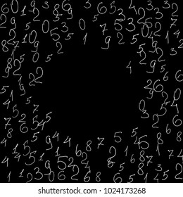 Numeral background. Scribbled hand drawn numbers for card, poster, banner. Vector background with numbers in primitive style. Simple pattern for your design.