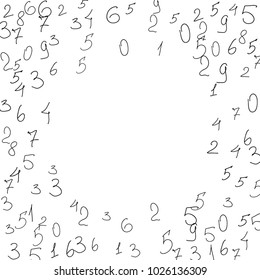 Numeral background. Scribbled hand drawn numbers for card, poster, banner. Vector background with numbers in primitive style. Simple pattern for your design.