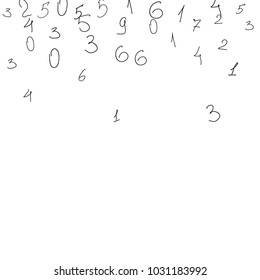 Numeral background. Scribbled hand drawn numbers for card, poster, banner. Vector background with numbers in primitive style. Simple pattern for your design.