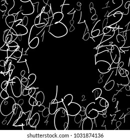 Numeral background. Scribbled hand drawn numbers for card, poster, banner. Vector background with numbers in primitive style. Simple pattern for your design.