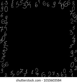 Numeral background. Scribbled handwritten numbers for card, poster, banner. Vector background with numbers in primitive style. Simple pattern for your design.