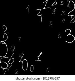 Numeral background. Scribbled handwritten numbers for card, poster, banner. Vector background with numbers in primitive style. Simple pattern for your design.